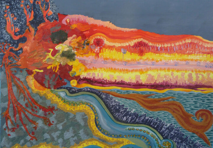 Coulées de lave 绘画, 16.5x22.1 in