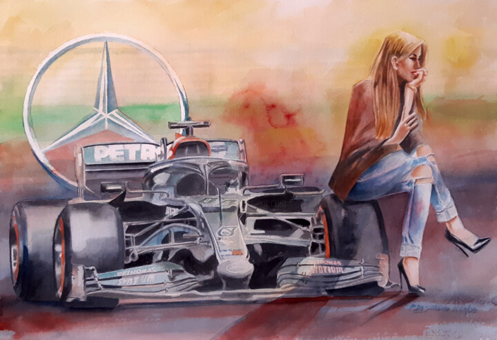 Mercedes 绘画, 13.8x19.7 in