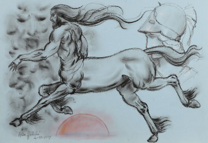 Il crepuscolo dei miti (Centauro) - The twilight of Myths Printmaking, 27.6x39.4 in