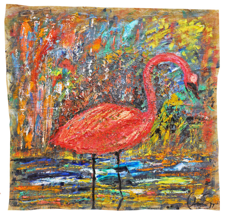La grande bellezza del fenicottero 绘画, 29.5x32.7 in