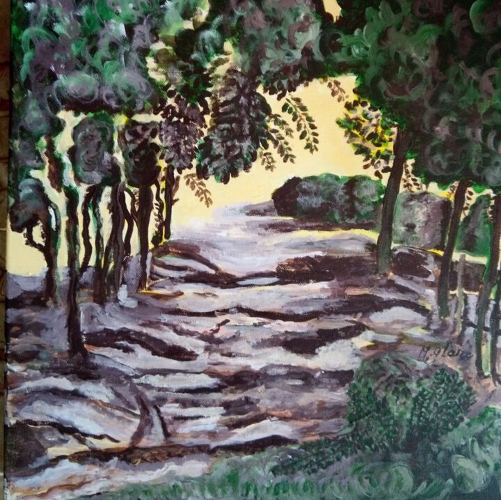 CHEMIN DE VIE 绘画, 15.8x15.8 in