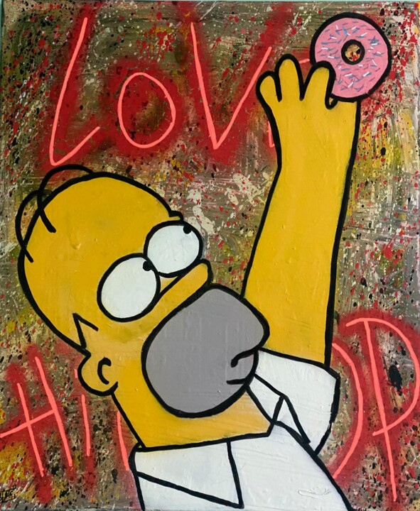 Homer Simpson love hh 绘画, 21.7x18.1 in