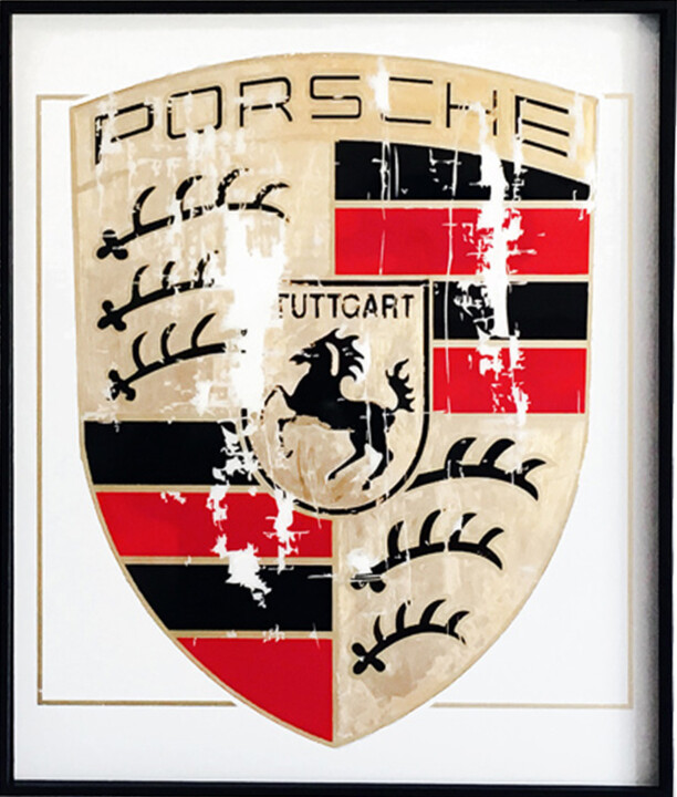 The worn gold Porsche's emblem 绘画, 25.4x21.7 in