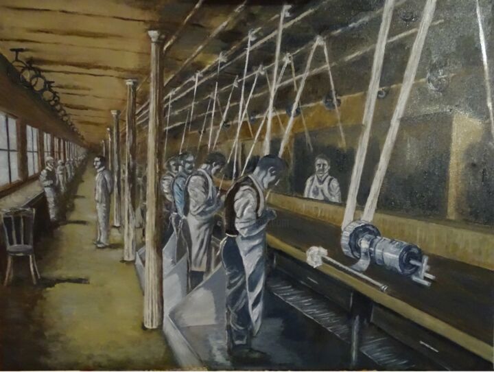 La Fabbrica dei sogni (Assembly line of dreams) 绘画, 23.6x31.5 in