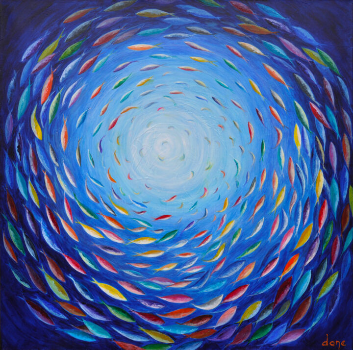 Les poissons de couleur 绘画, 31.5x31.5 in