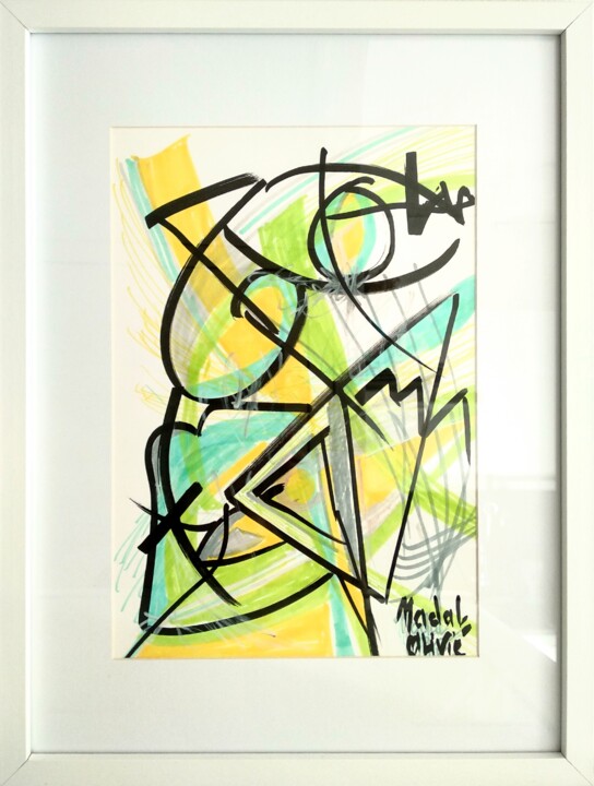 COLLECTION STREETART "YELLOW SKETCH n°1" 绘画, 11.8x8.3 in