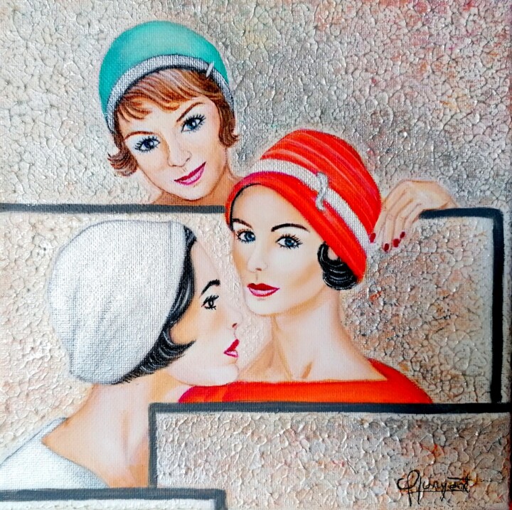 Pintura titulada "GLAMOUR POR TRES" por Carmen G. Junyent, Obra de arte original, Acrílico