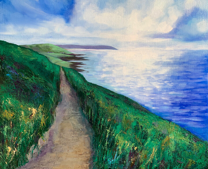 Painting titled "Verdant Path" by Dawn Rodger, Original Artwork, Oil
