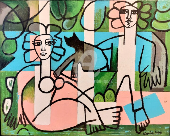 Le chat 绘画, 28.7x36.2 in