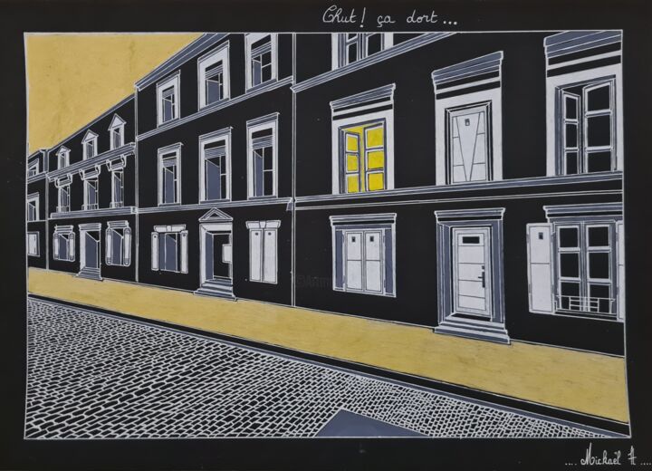 " Une rue dans Paris " 图画, 11.7x16.5 in