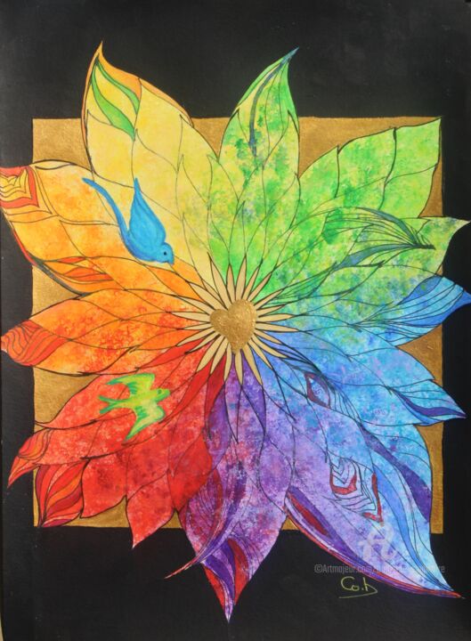 Peinture intitulée "Eclat de joie" par Corinne Brossier (Atelier de l'imaginaire), Œuvre d'art originale, Acrylique