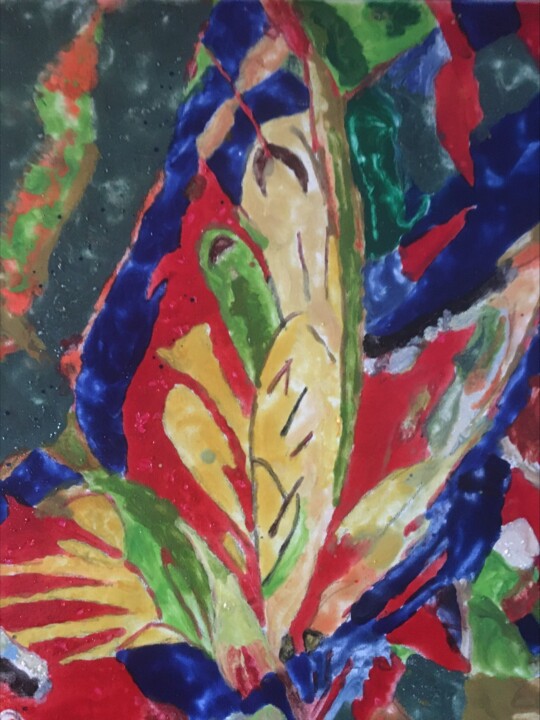 Peinture intitulée "Le papillon" par Audran, Œuvre d'art originale, Pigments