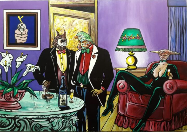 Painting titled "Fiesta sexi" by Hamlet Sauvage Max, Original Artwork, Acrylic Mounted on Wood Stretcher frame