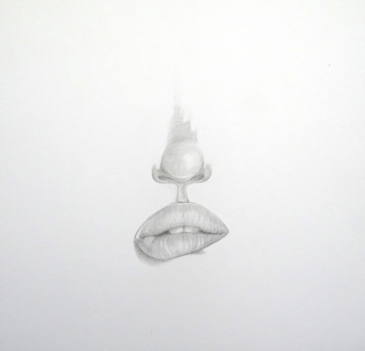 Drawing titled "Démasqué.e.s 2" by Nef, Original Artwork, Pencil