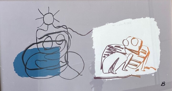 Malerei mit dem Titel "Froschkönig" von Brigitte Böhme, Original-Kunstwerk, Siebdruck