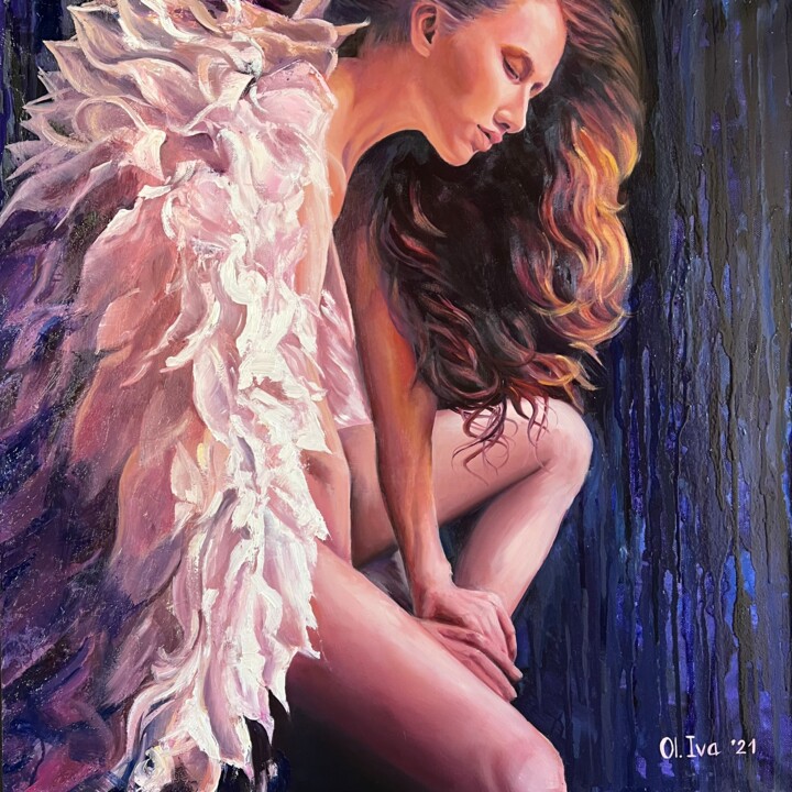 “Feel my heartbeat” 绘画, 27.6x27.6 in
