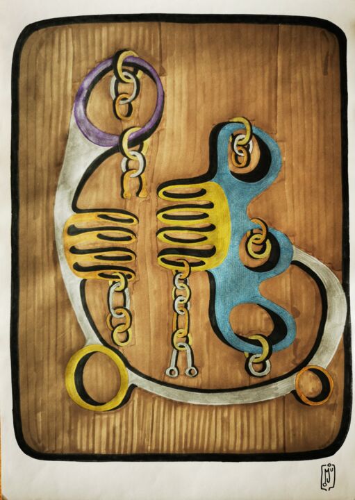 Tekening getiteld "CHAINS" door Do.M.Ju, Origineel Kunstwerk, Marker