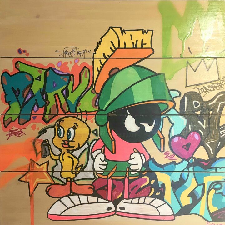 Street art Looney Tunes 绘画, 15.8x15.8 in