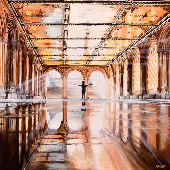 Bethesda Terrace Arcade #3 (New York #96) Pittura, 37,4x37,4 in