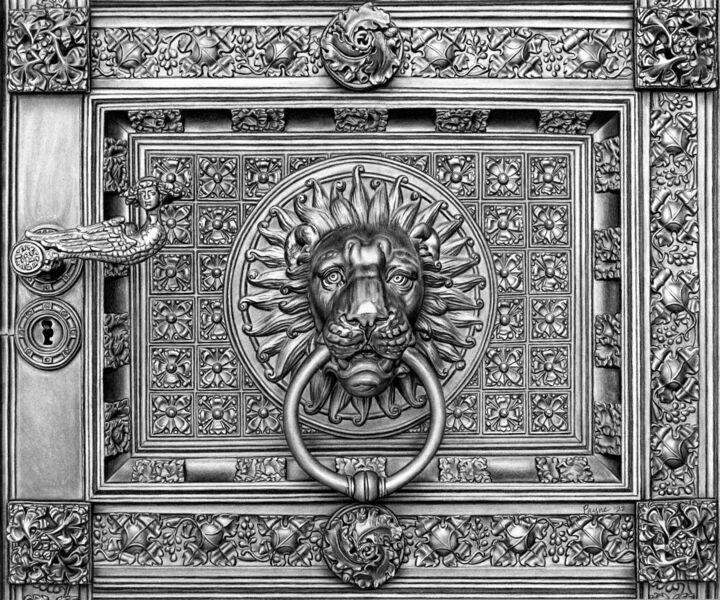 Doorknocker Drawing, 12.5x15 in