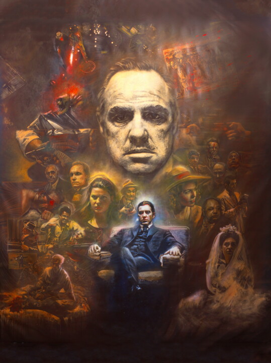 绘画 标题为“The Godfather 50th…” 由Michael Andrew Law, 原创艺术品, 油