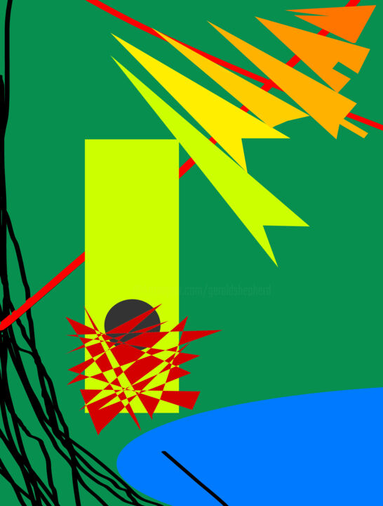 Digital Arts titled "Figure By A Pool -…" by Gerald Shepherd F.F.P.S., Original Artwork, Digital Painting