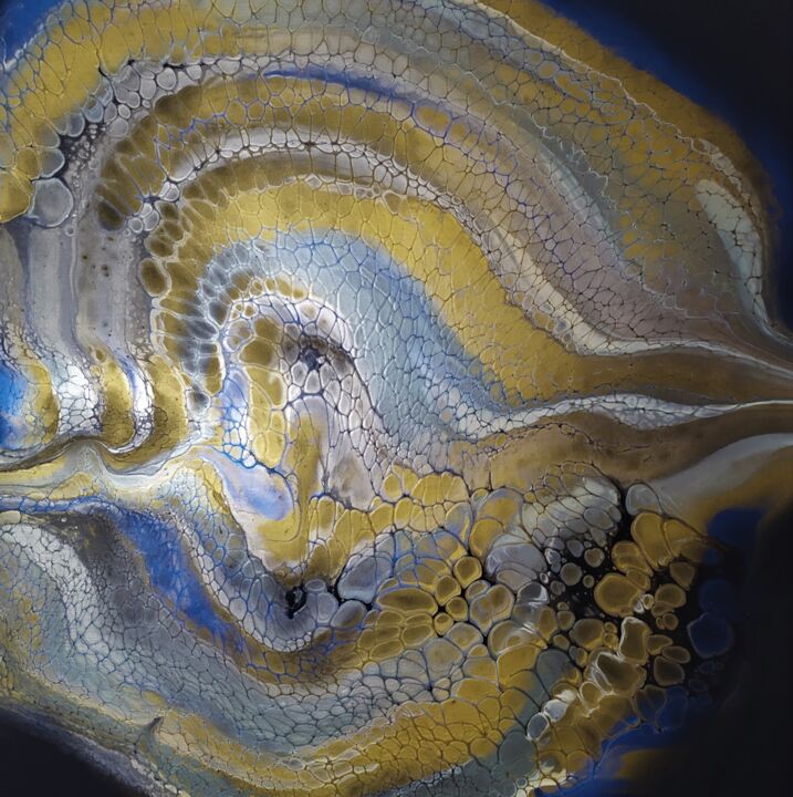 Painting titled "Mayan gold" by Elena Shturbabina, Original Artwork, Acrylic
