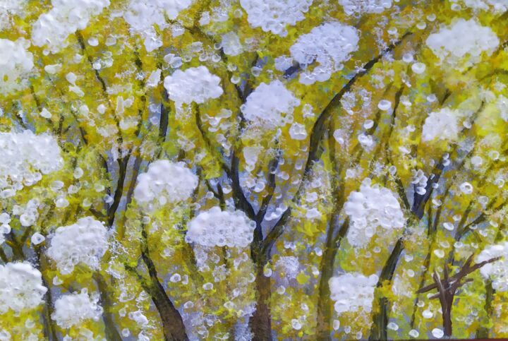 Árboles, naturaleza viva Painting, 6.7x11 in