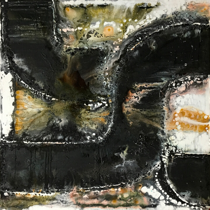 Schwarz Gelb Weiß / Originalbild 绘画, 35.4x35.4 in