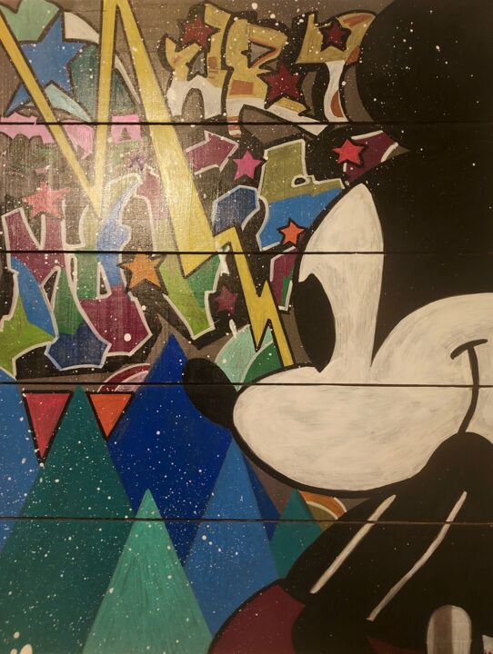 Oeuvre Street Art Mickey Mouse 绘画, 19.7x15.8 in