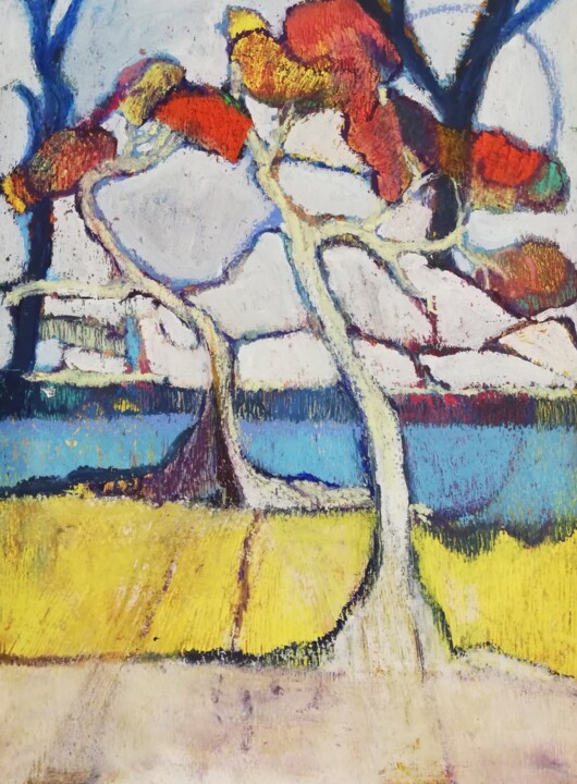 Les 2 arbres Drawing, 12.2x9.1 in