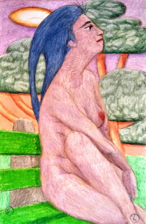 Muse of the Park Bench 图画, 17x11 in