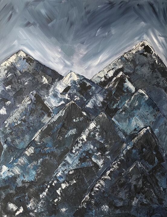 Night mountains 绘画, 26x20 in