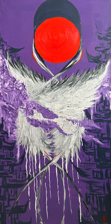 "Lovers in Meta-Japan" Series "Birds of Very Peri" 绘画, 39.4x19.7 in
