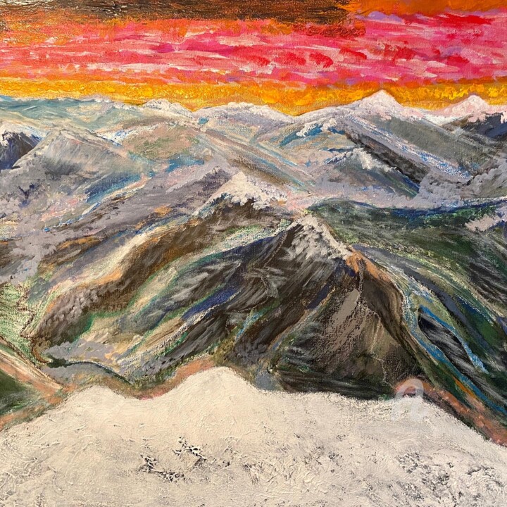 Dawn at Ben Nevis Arête 绘画, 20.5x24 in
