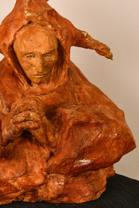 L'ecclésiastique écoute l'angélus sonner 雕塑, 17.7x16.1 in