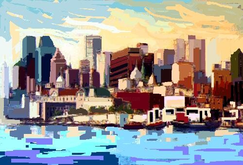 Peinture intitulée "Montreal vue de Sai…" par M'Hamed Saci, Œuvre d'art originale