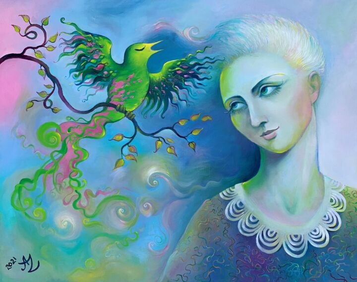 Malarstwo zatytułowany „Song Of A Nightinga…” autorstwa Anita Zotkina, Oryginalna praca, Olej