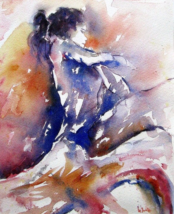 Danseuse de Sévillane , étude à l'aquarelle 绘画, 12.6x9.1 in