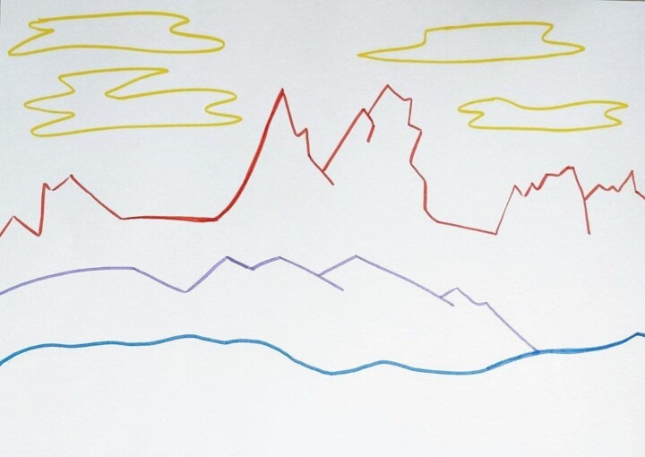 Crimson mountains 图画, 11.7x16.5 in