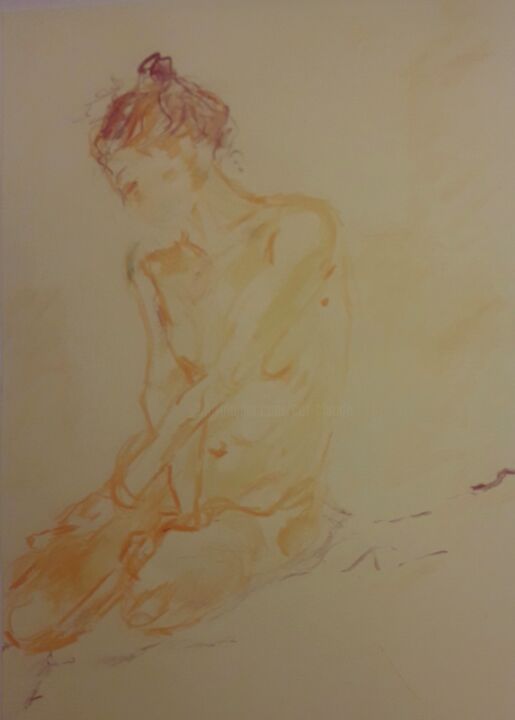 Dessin intitulée "Tout en douceur" par Catherine Claude, Œuvre d'art originale, Crayon