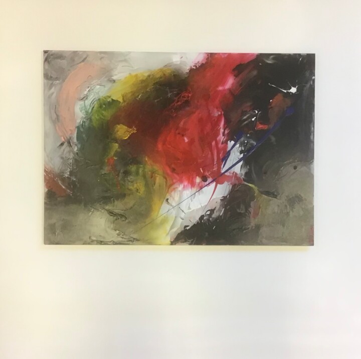 Schilderij getiteld "GE-2022 R&D" door Rob Koedijk, Origineel Kunstwerk, Collages Gemonteerd op Houten paneel