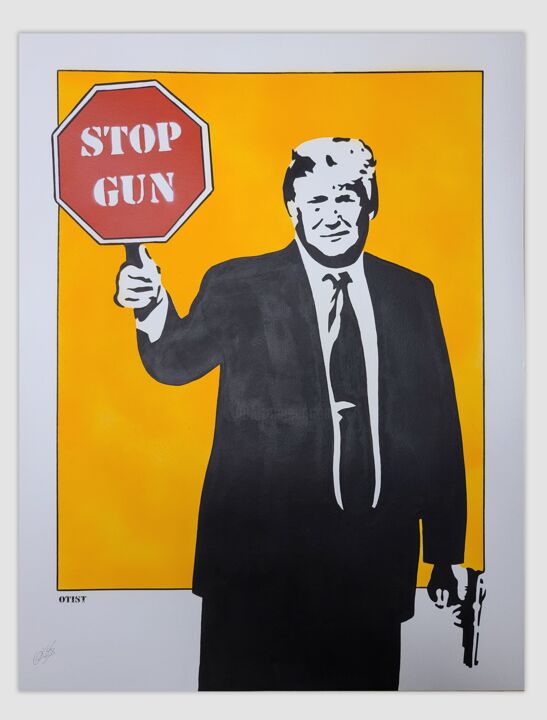 Trump Stop Gun 绘画, 25.6x19.7 in