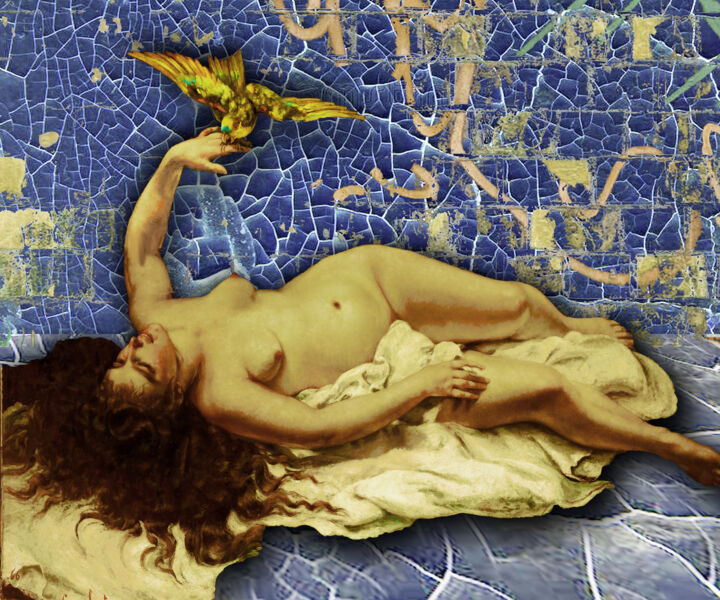 Venus Graffiti Tattoo Mythology Classical Renaissance Bird 绘画, 20x24 in