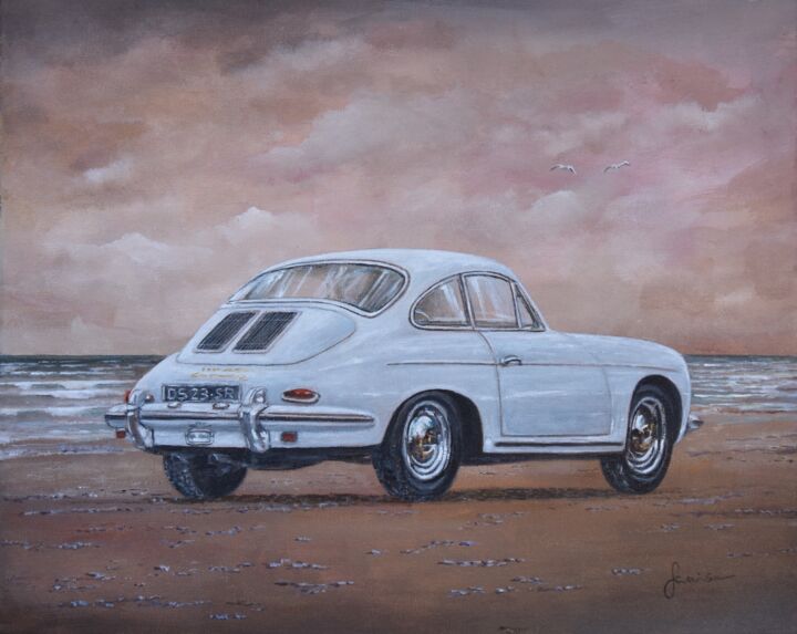 1962 Porsche 356 Carrera 2 绘画, 16x20 in