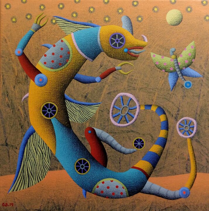 Malerei mit dem Titel "Fantasia" von Oscar Barra, Original-Kunstwerk, Acryl