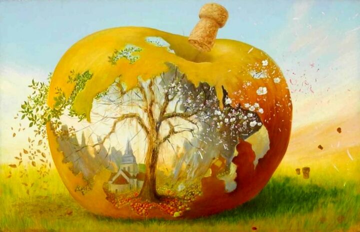 Message visuel de la pomme, transport à Forges 绘画