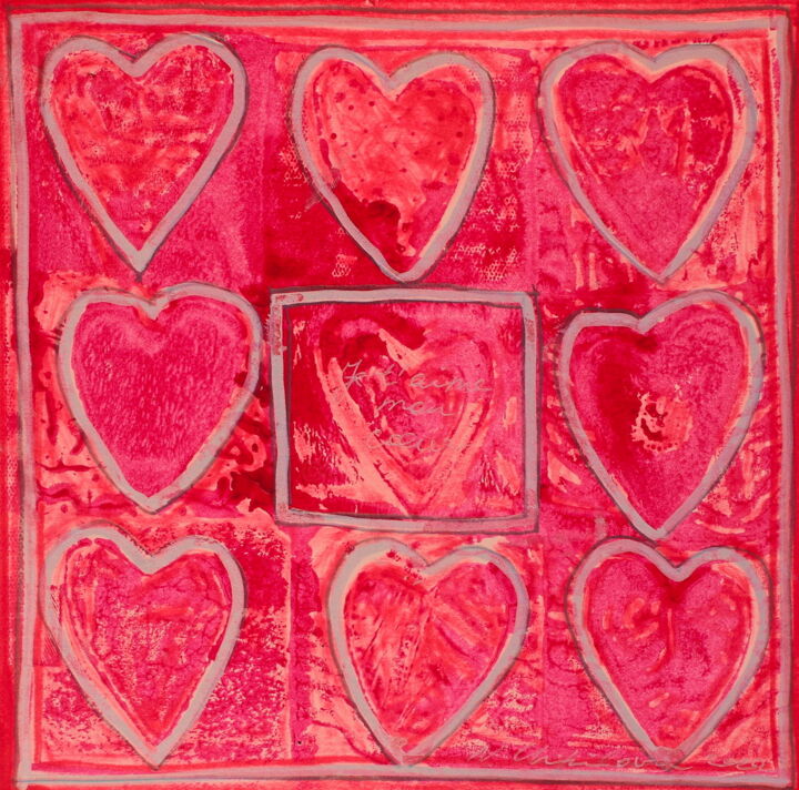 Peinture intitulée "Je t'aime mon cœur" par Nathalia Chipilova, Œuvre d'art originale, Acrylique