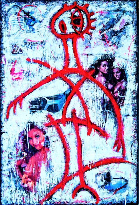 DOODLED BILLBOARD IIII 绘画, 59.1x39.4 in