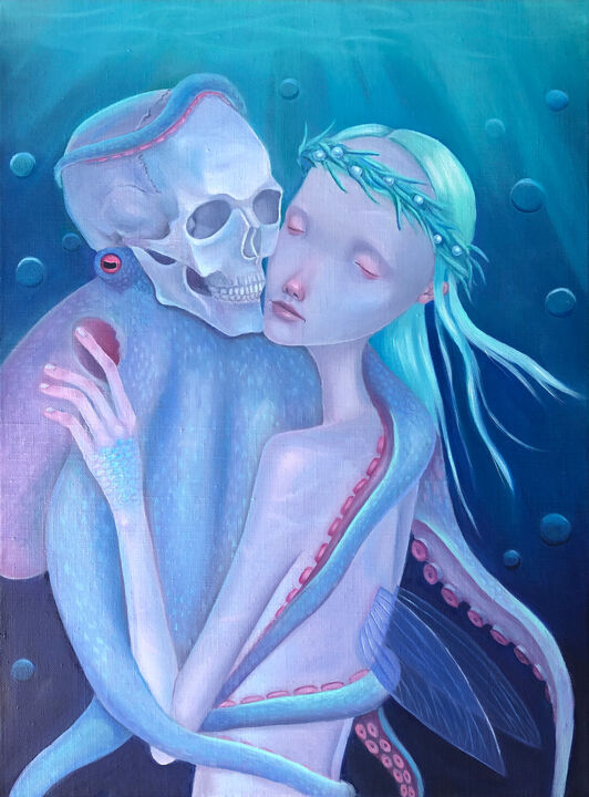 Dancing Mermaid 绘画, 15.8x11.8 in